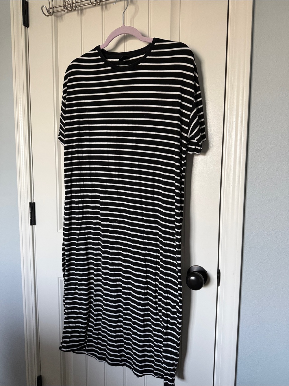 Black & White Striped Midi Tee Dress